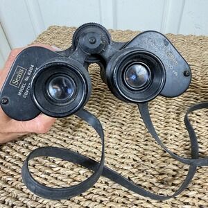 Vintage Sears Binoculars Black 7x50mm Model 6204 Coated Optics Japan